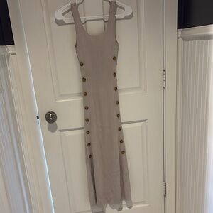 Abercrombie & Fitch Taupe Maxi Dress with Button Accents